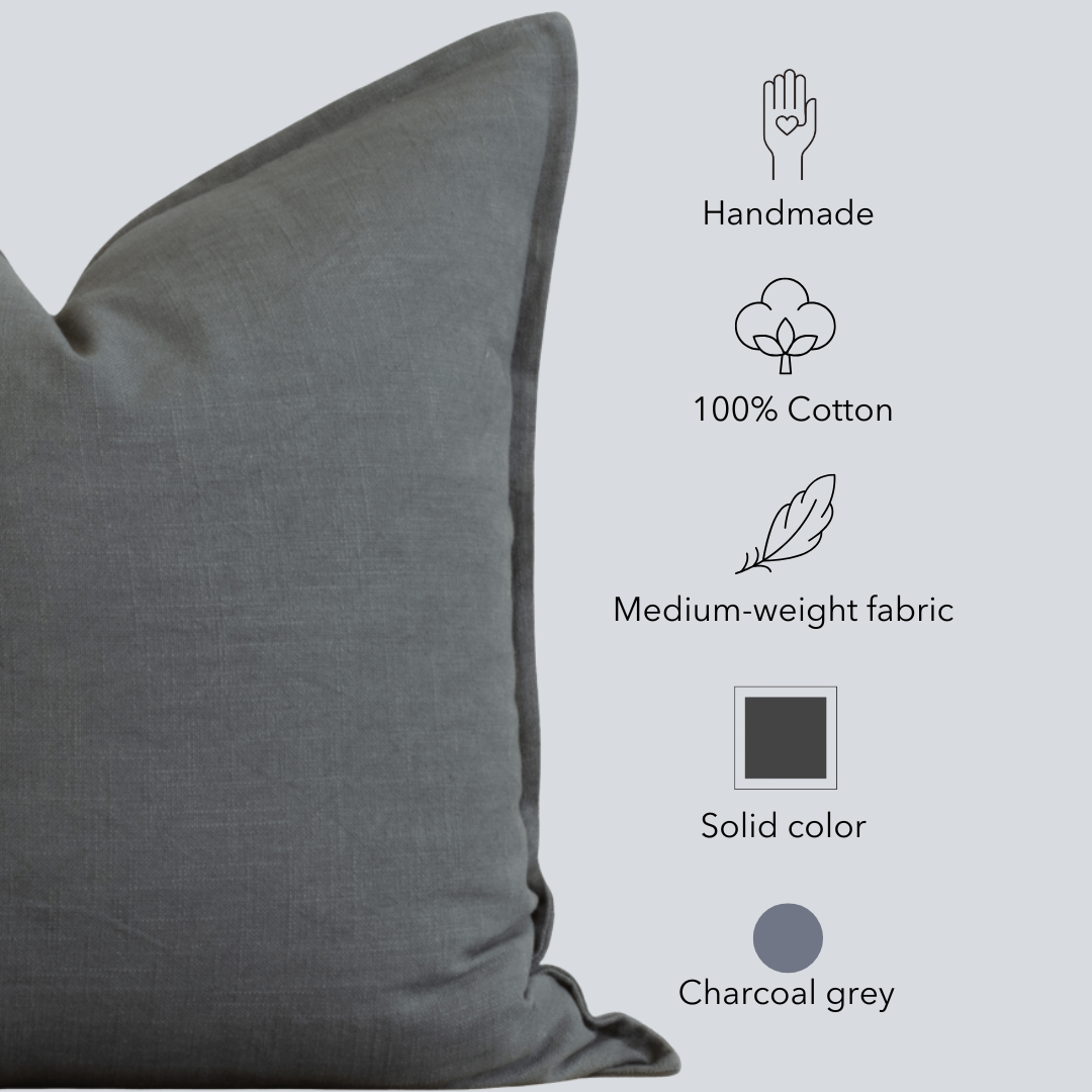 Gávea Solid Color Pillow Cover | Charcoal Gray