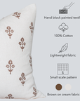 Mia Floral Block Printed Pillow Cover | Brown