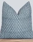 Luna Floral Block Printed Pillow Cover | Blue/Teal Green