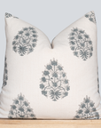 Capri Floral Block Printed Pillow Cover | Blue