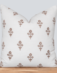 Mia Floral Block Printed Pillow Cover | Brown
