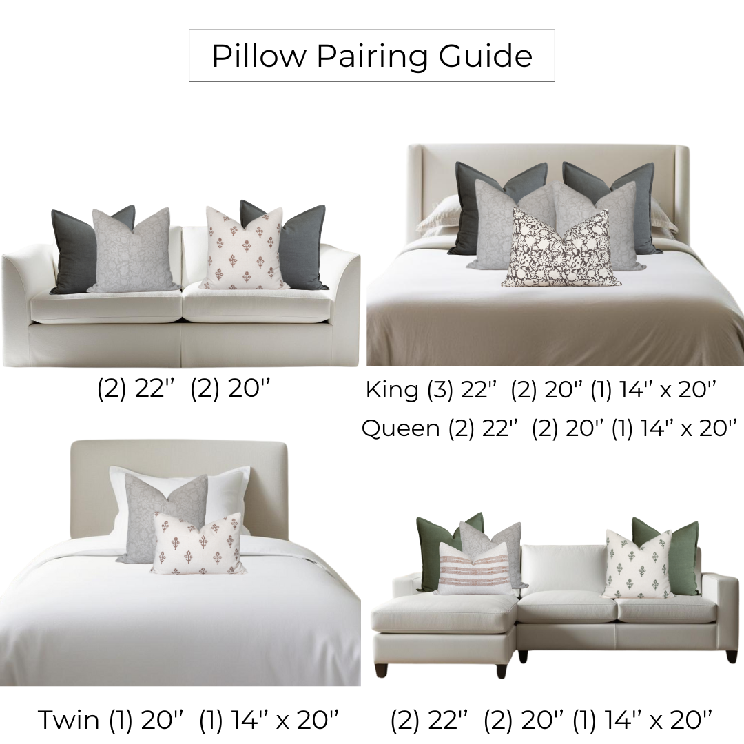 **FLAWED** Dahlia Floral Block Printed Pillow Cover | Greige