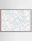 Blue Floral Pattern Art Print | Vintage Inspired Botanical Wall Art Oak Dark