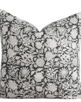 Burgos Floral Block Printed Pillow Cover | Black