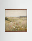 Countryside Wildflower Gathering Fine Art Print Oak Dark No border