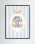 Merry-Go-Round Art Print | Children's Room & Nursery Wall Art Blue Wood