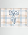 Striped Bow Illustration | Nursery & Girls Room Wall Art White Wood
