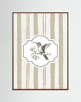Hummingbird Wall Art | Botanical Nature Art Print Oak Dark