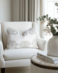 Pilar Floral Block Printed Pillow Cover | Olive, Light Brown, Tan | Lumbar
