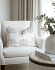 Pilar Floral Block Printed Pillow Cover | Olive, Light Brown, Tan | Lumbar