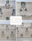 ** ARTISAN VARIATION ** Devi Floral Block Printed Pillow Cover | Teal Green/Blue | Lumbar