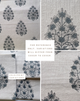 ** ARTISAN VARIATION ** Capri Floral Block Printed Pillow Cover | Blue