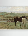 Timeless Equestrian Landscape Canvas White