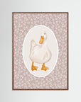 Duck Pink Botanical Art Print | Children's Room & Nursery Wall Art Oak Dark