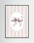Blush Pink Bow Art Print | Girls Room & Nursery Wall Art Black Wood