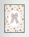 Pink Gingham Bow Wall Art | Girls Bedroom & Nursery Decor Black Wood
