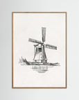 Windmill Sketch Wall Art | Children's Room Decor Oak Nature