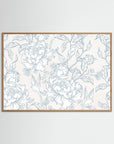 Blue Floral Pattern Art Print | Vintage Inspired Botanical Wall Art Oak Nature