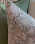 Camille Floral Block Printed Pillow Cover | Grey