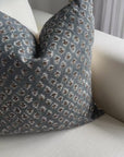 Aster Floral Block Printed Pillow Cover | Blue