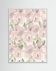 Soft Pink Floral Illustration | Children's Room Wall Art White Wood