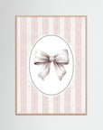 Blush Pink Bow Art Print | Girls Room & Nursery Wall Art Rose Wood