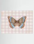 Butterfly on Gingham Art Print | Vintage Cottage Wall Art No Frame