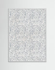 Blue Floral Pattern Wall Art | Classic Botanical Decor White Wood