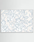 Blue Floral Pattern Art Print | Vintage Inspired Botanical Wall Art White Wood