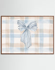 Striped Bow Illustration | Nursery & Girls Room Wall Art Oak Dark
