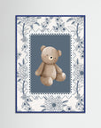 Teddy Bear Art Print | Children's Room & Nursery Wall Art Blue Wood