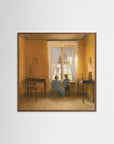 Timeless Childhood Window Scene Artwork 50 x 50 cm 19 x 19″ Oak Dark No border