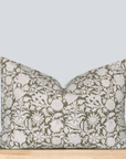**FLAWED** Jardim Floral Block Printed Pillow Cover | Olive Green | Lumbar 14'' x 20''