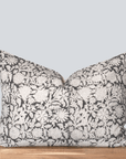 Burgos Floral Block Printed Pillow Cover | Black | Lumbar 14'' x 20''