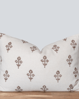 **FLAWED** Mia Floral Block Printed Pillow Cover | Brown | Lumbar 14'' x 20''