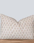 Marie Block Printed Pillow Cover | Lumbar | Brown + Peach/Salmon