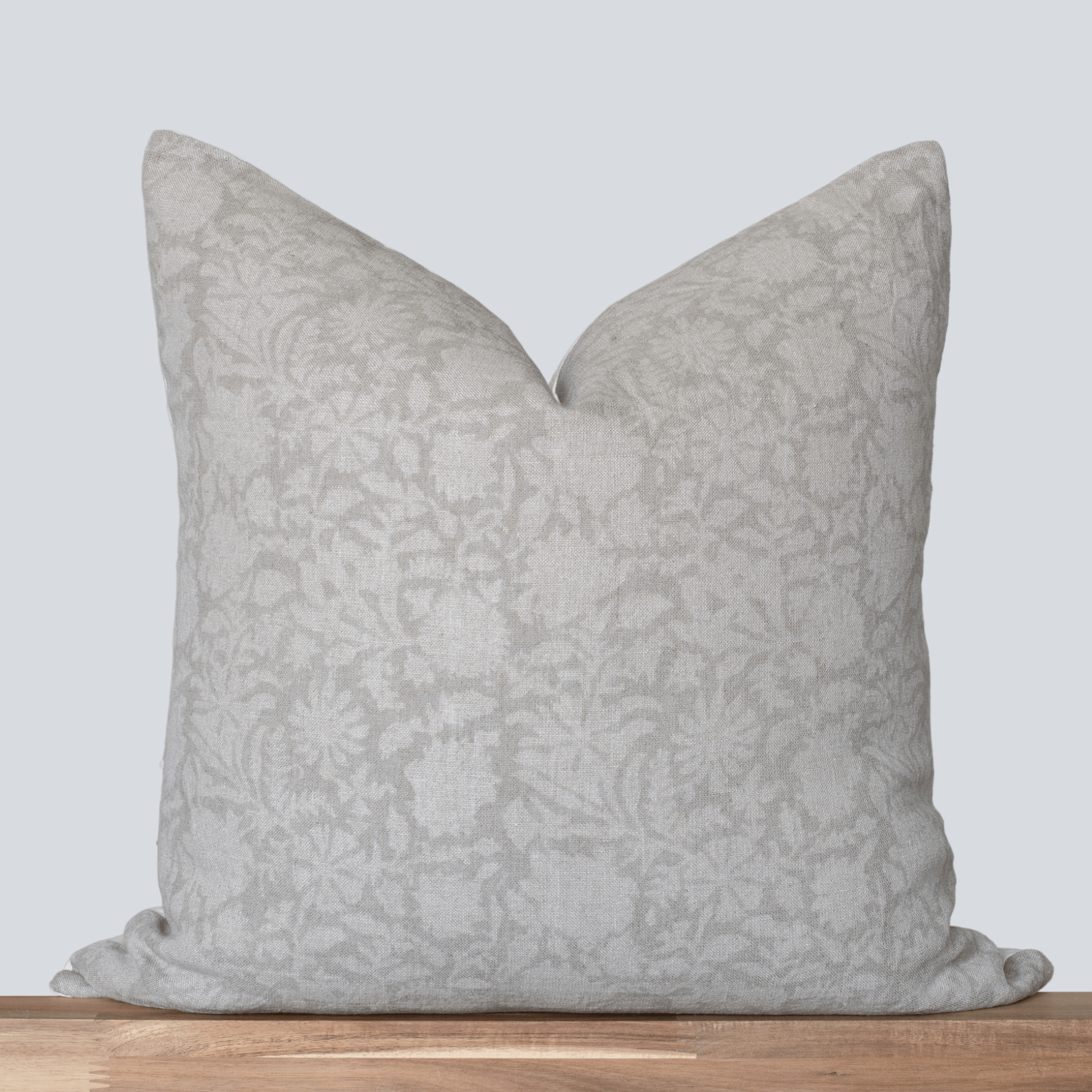 **FLAWED** Dahlia Floral Block Printed Pillow Cover | Greige 20'' x 20''