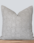 Dahlia Floral Block Printed Pillow Cover | Greige