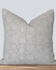 **FLAWED** Dahlia Floral Block Printed Pillow Cover | Greige 20'' x 20''