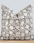 Burgos Floral Block Printed Pillow Cover | Black Pillow Cover Only