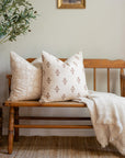 Luana Floral Block Printed Pillow Cover | Beige/Brown