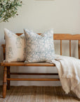 ** ARTISAN VARIATION ** Chloe Floral Block Printed Pillow Cover | Blue, Lighter