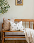 **FLAWED** Mia Floral Block Printed Pillow Cover | Forest Green | Lumbar