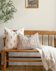 Mia Floral Block Printed Pillow Cover | Brown
