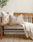Nina Floral Block Printed Pillow Cover | Brown | Lumbar