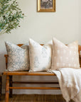 Chloe Floral Block Printed Pillow Cover | Blue