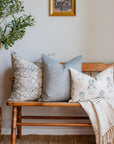 Devi Floral Block Printed Pillow Cover | Teal Green/Blue | Lumbar