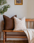 ** ARTISAN VARIATION ** Abril Floral Block Printed Pillow Cover | Light Brown/Rose 22'' x 22''
