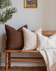 ** ARTISAN VARIATION ** Abril Floral Block Printed Pillow Cover | Light Brown/Rose