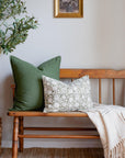 **FLAWED** Jardim Floral Block Printed Pillow Cover | Olive Green | Lumbar